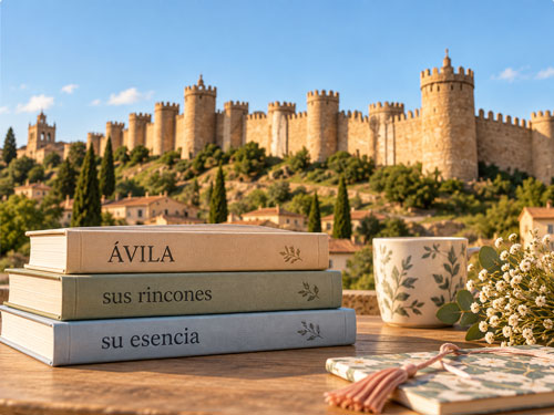 Recuerdos de Ávila con la muralla al fondo