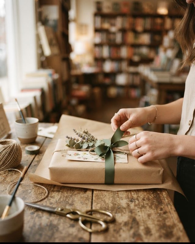 Libro envuelto para regalo en la Librería de los Incomprendidos de Ávila